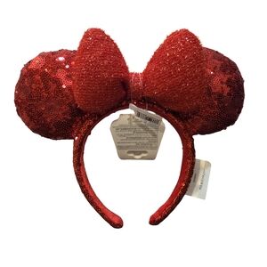 Disney Parks Red Sequin Minnie Mouse Ears Headband Hidden Mickey NEW